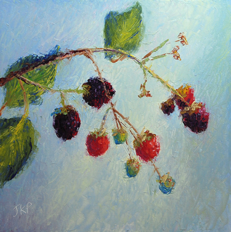 Blackberry vine oil painting